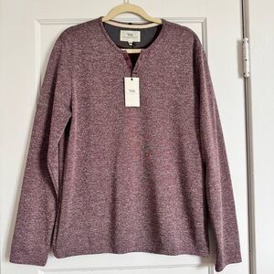 WRK Burgundy Marled Long Sleeve Henley Shirt Mens Large NWT Casual Knit Pullover